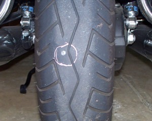 nail in rear tire BT45V on Moto Guzzi